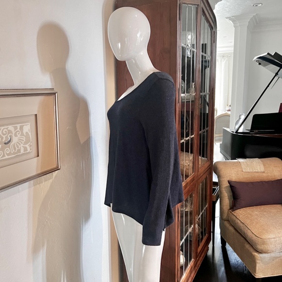 Anthopologie Navy and Black Marled Scoop Neck Swing Sweater - Small - Picture 3 of 14